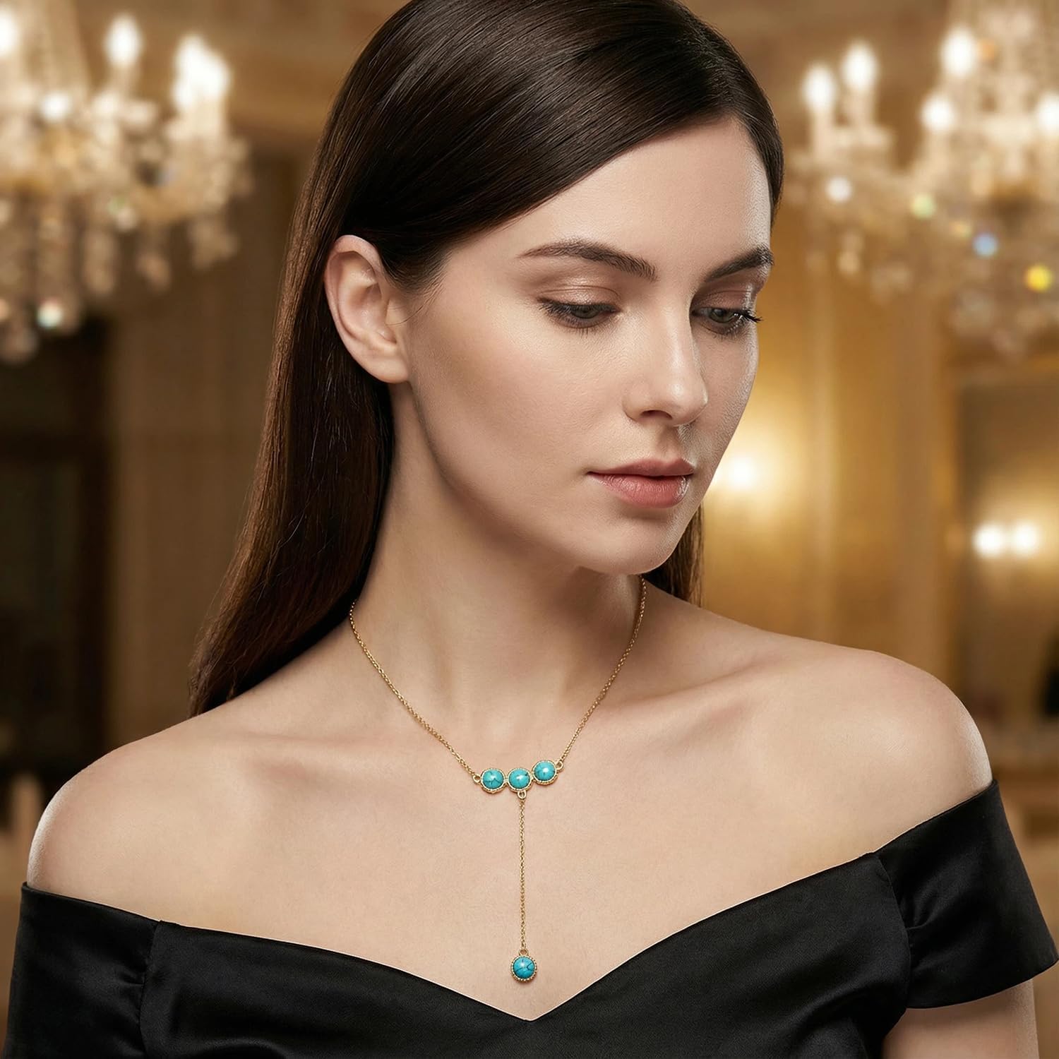 BVGA 5Pcs Dainty Gold Turquoise Necklaces for Women Boho Beaded Handmade Layered Chain Choker Necklace Set Jewelry Gifts - Image 8