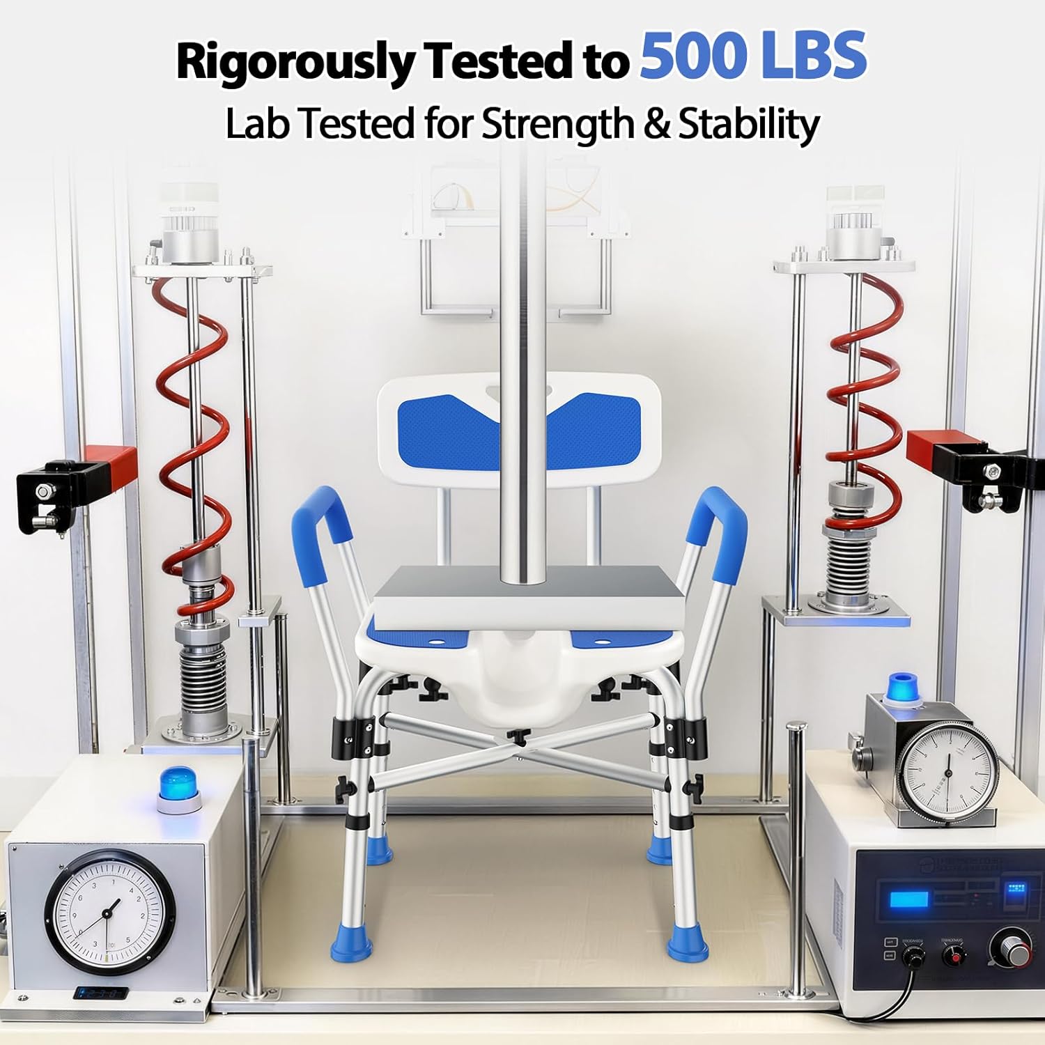 Heavy Duty Shower Chair for Inside Shower FSA/HSA Eligible, 500LBS Shower Chair with Arms & Back, Padded Bath Seat with U-Shaped Cutout, Anti-Slip Adjustable Bath Stool for Seniors, Handicap, Pregnant