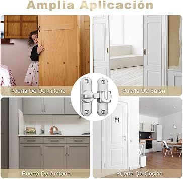 Flip Sliding Barn Door Lock,90/180 Degree Sliding Door Lock Latch Small Latch Anti Theft Door Lock Flat Lock Door Bolt Opening Door Hardware Accessories for Barn Door,Pet Door,Kitchens,Bathrooms