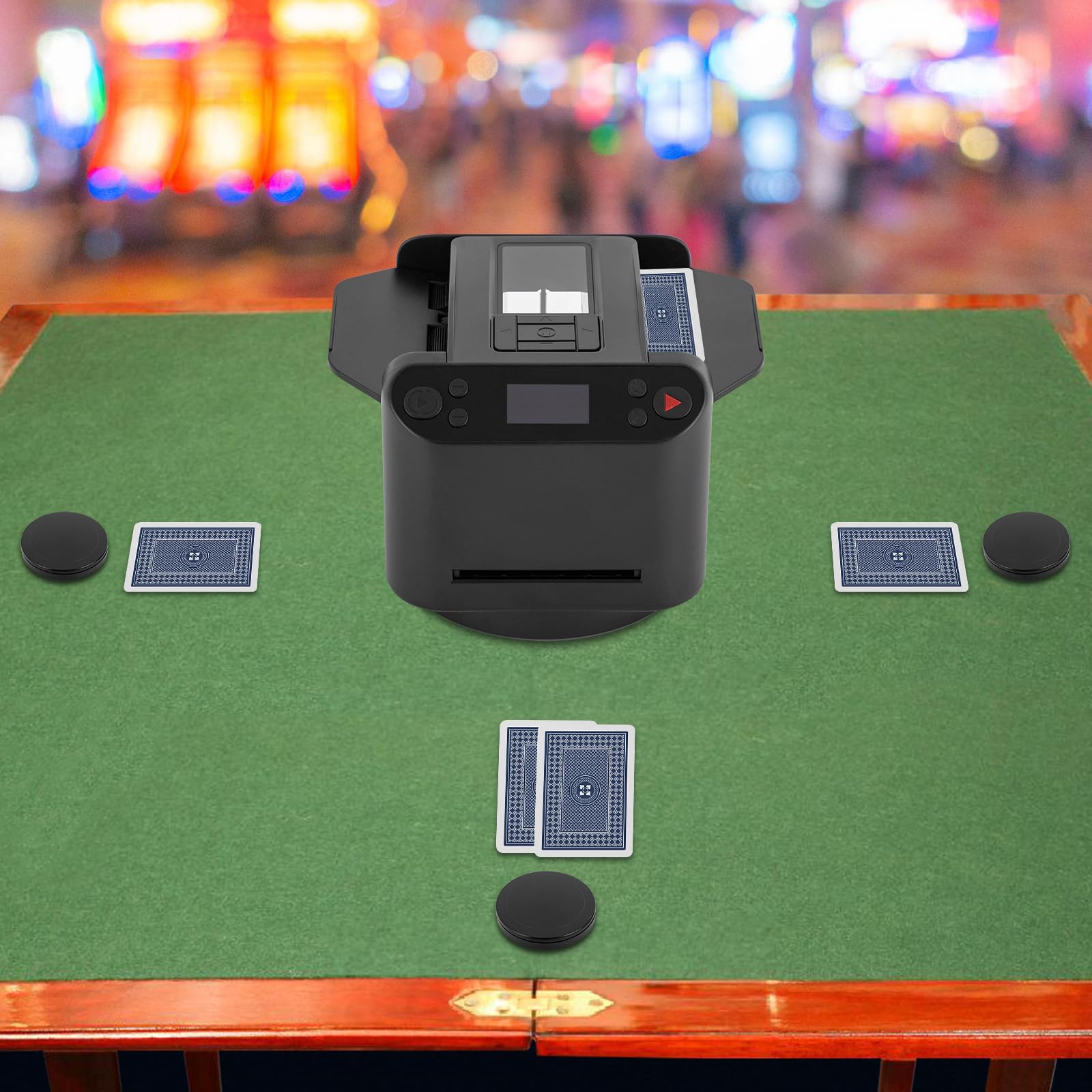 CNCEST Automatic Card Shuffler and Card Dealer, Wireless Card Dealer, Electric Card Shuffler and Card Dealer with 5000mah Battery for Guandan Poker, Texas Hold'em, Mahjong Solitaire (Black)