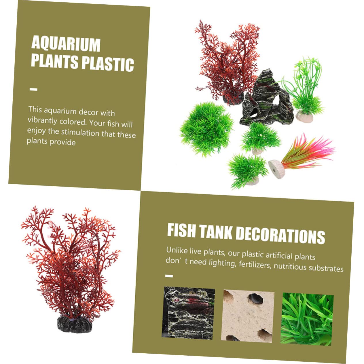 Sosoport 5 Juegos De Plantas De Agua Artificiales Decoración Cuenco De Red Accesorios para Peces Calentador Tanque Ollas Acuario Alimentador Automático Soporte para Estanque