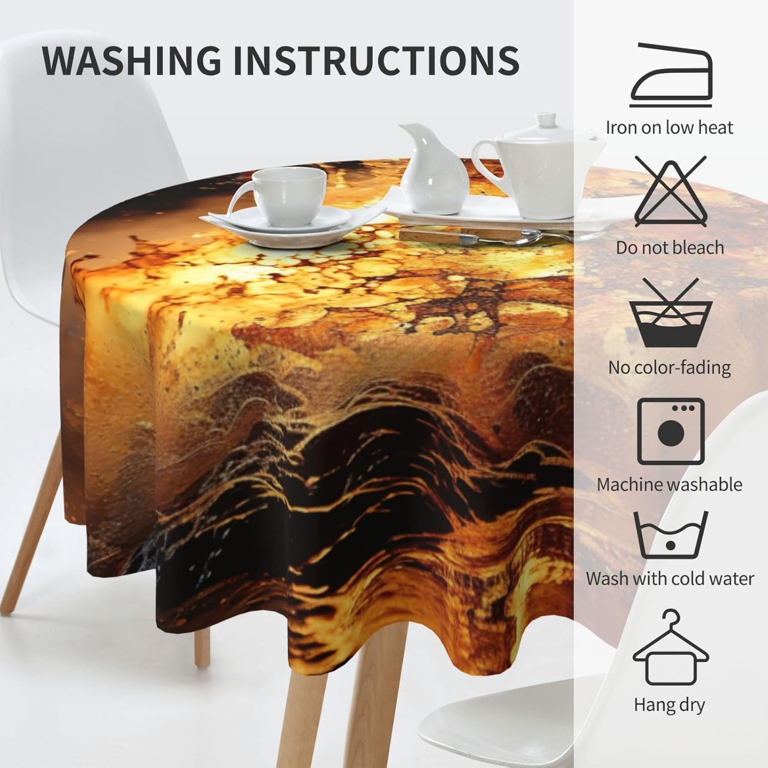 Volcano Print Wrinkle Free Dining Table Cover for Birthday Party Farmhouse Tablecloths Up to 60 x 60 Inches