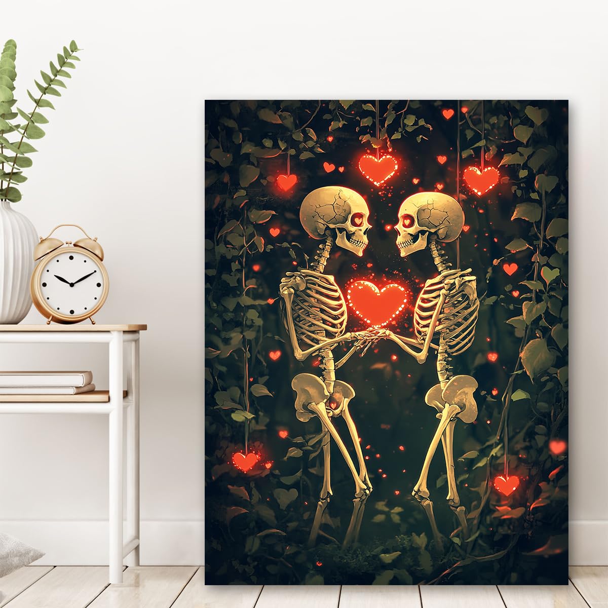 Via Vela Gothic Love Couple Szkielet Obraz na płótnie Jadalnia Dekoracja 70 x 105 cm