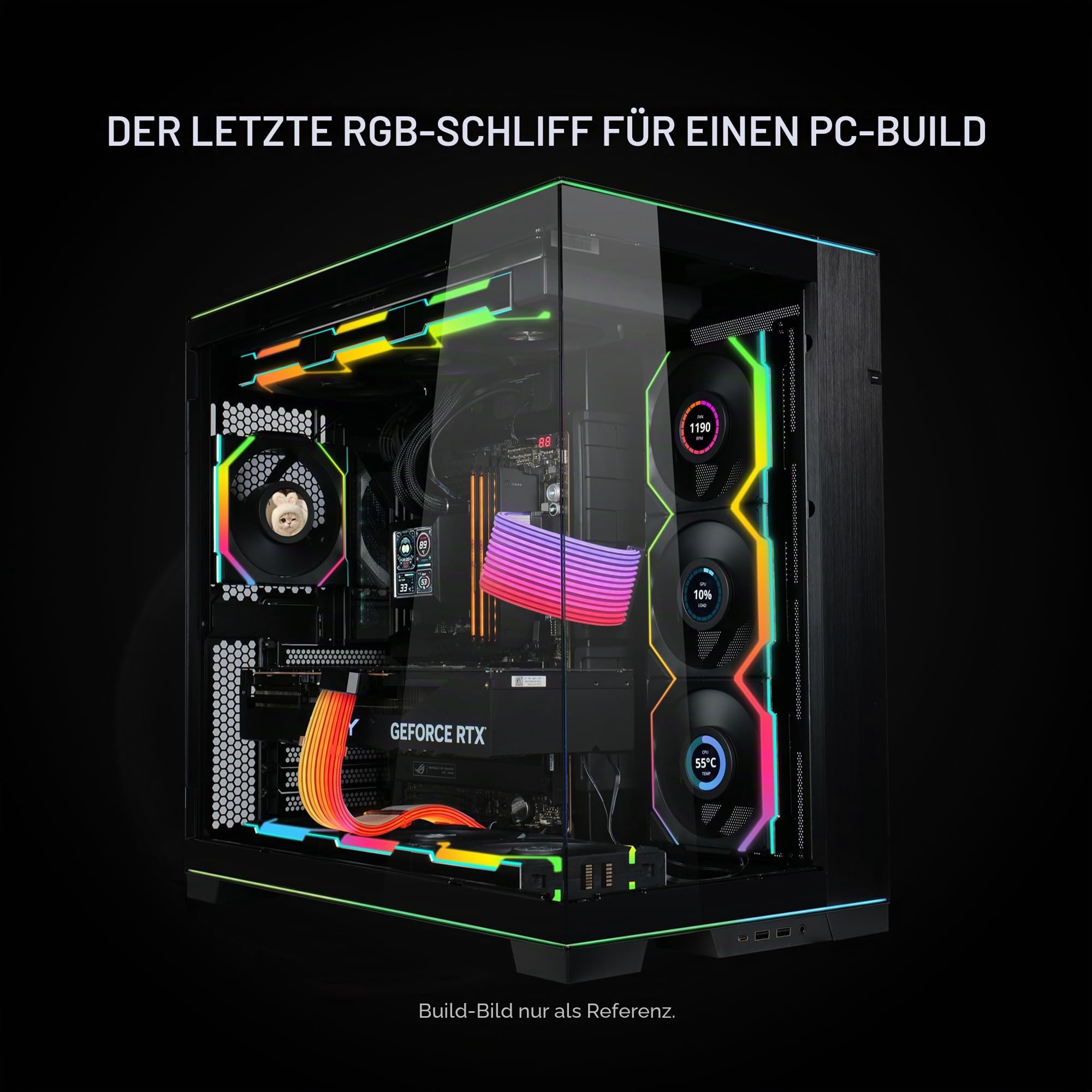 Lian Li Strimer Kabelloses 16-poliges RGB-Strom-Verlängerungskabel mit kabelloser Steuerung, 12 LED-Streifen; für die Verwendung ist EIN Controller erforderlich (PW16-121W)
