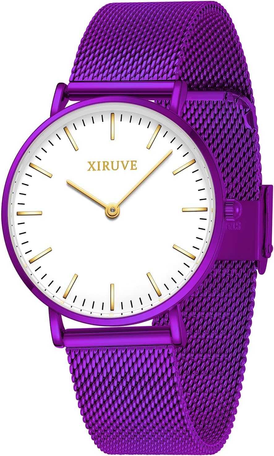 Women's Ultra Thin 6.5mm Minimalist Stainless Steel Mesh Strap Analog Quartz Bracelet Watch