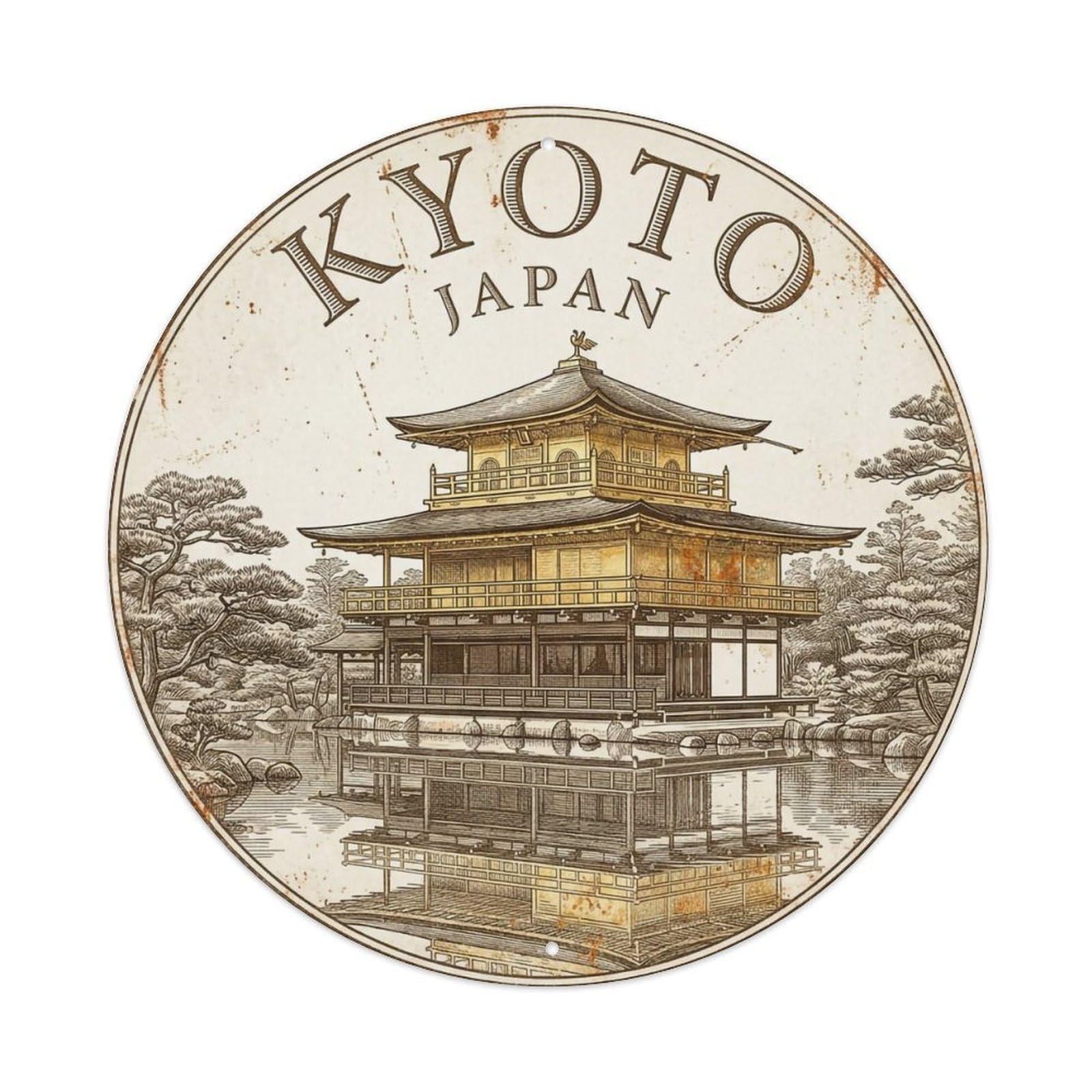 Vintage Travel Kyoto Japan Capital Vintage Metal Tin Sign Plaque Wall Decor for Cafe, Club Bar, Office, Garden Metal Poster 8x8Inch