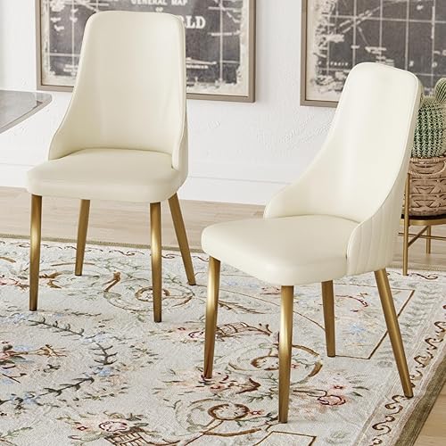 Juego de sillas de comedor, moderna silla de comedor de piel sintética, sillas de comedor de cocina de mediados de siglo, silla auxiliar tapizada