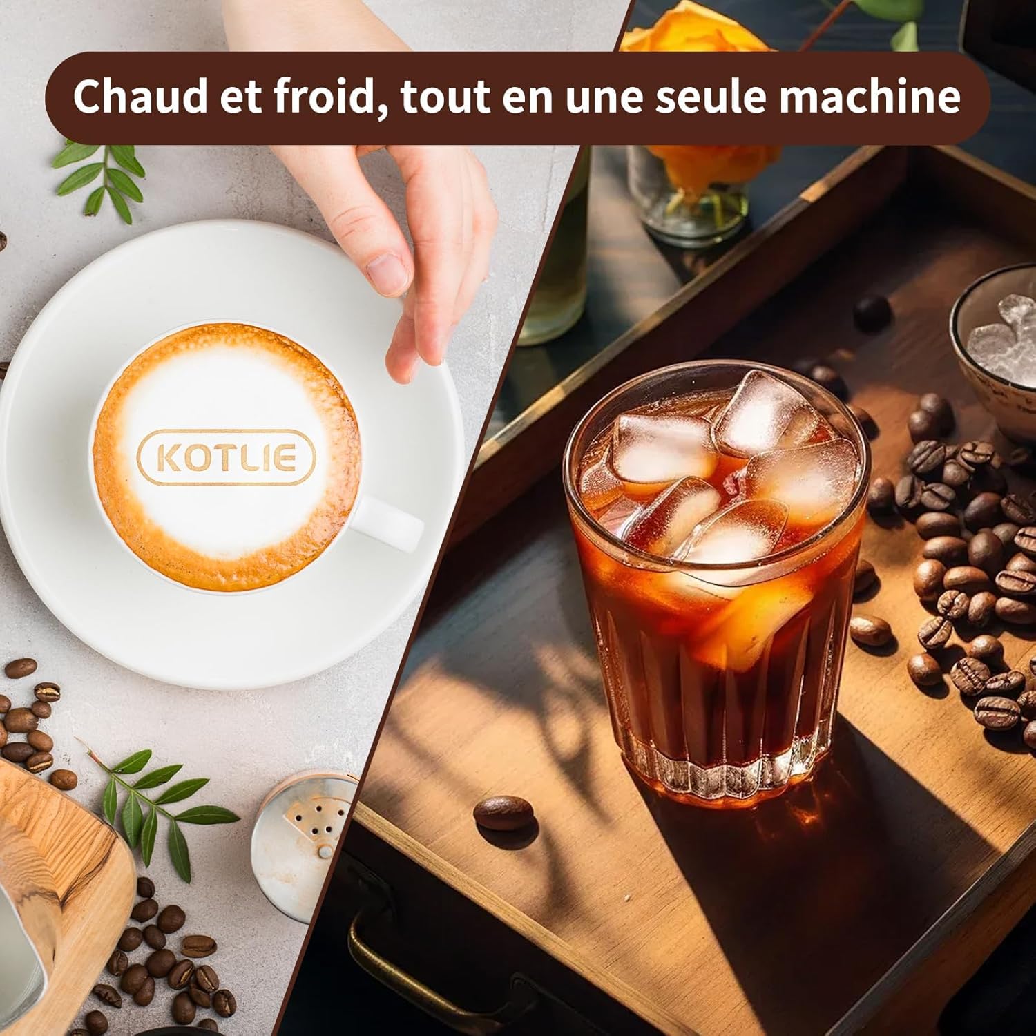 Machine à Café Multi-Capsules 5-en-1 308A, Expresso, Lungo et Café Glacé | Compatible: capsules NES, DG, MIO, café moulu & dosettes ESE 44mm. 4 températures et 7 niveaux d'eau, Noir