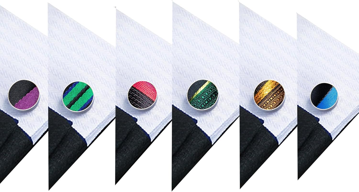 Barry.Wang 6 PCS Men Ties Set Silk Business Fashion Woven Necktie Handkerchief Cufflinks Paisley Stripe Wedding Party - Image 5