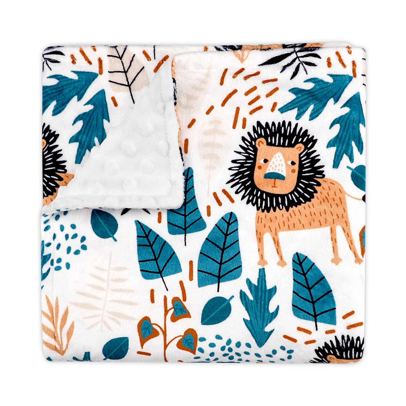 Baby Blankets for Boys, Soft Minky Blankets with Double Layer Dotted Backing, Lion Newborn Nursery Bed Blanket, 30 X 40 Inch