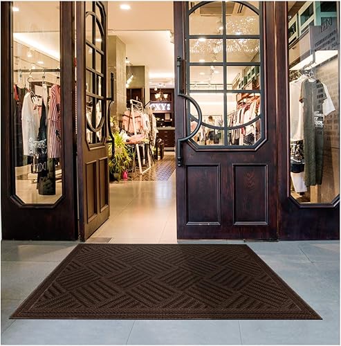 Miniatura 105 de Mibao Tapete para puerta delantera, resistente y duradero, tapete de bienvenida para interiores y exteriores, atrapador de suciedad, impermeable