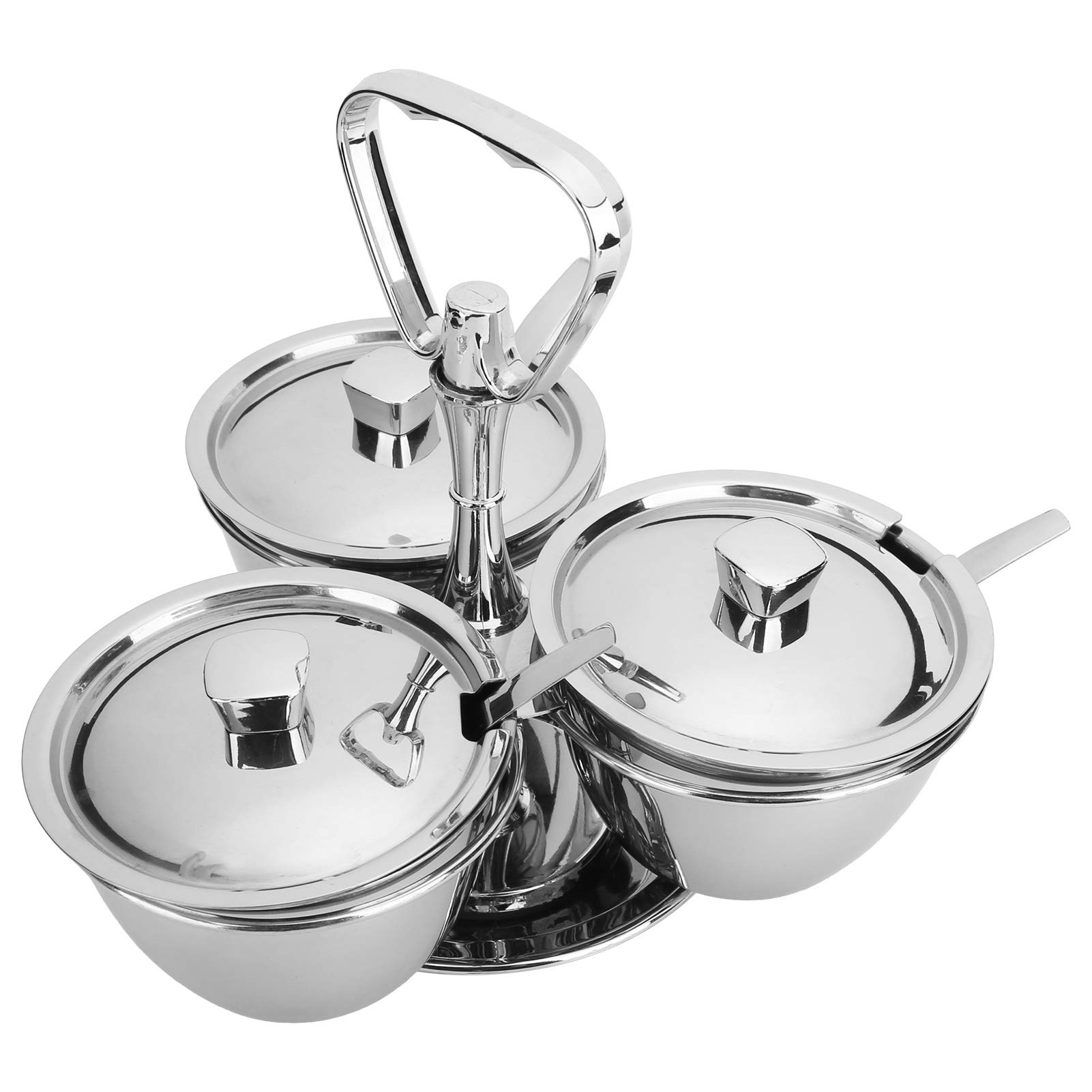 Organizador de soporte para condimentos para encimera de cocina, ollas para condimentos giratorias de acero inoxidable, juego de condimentos, azucarero