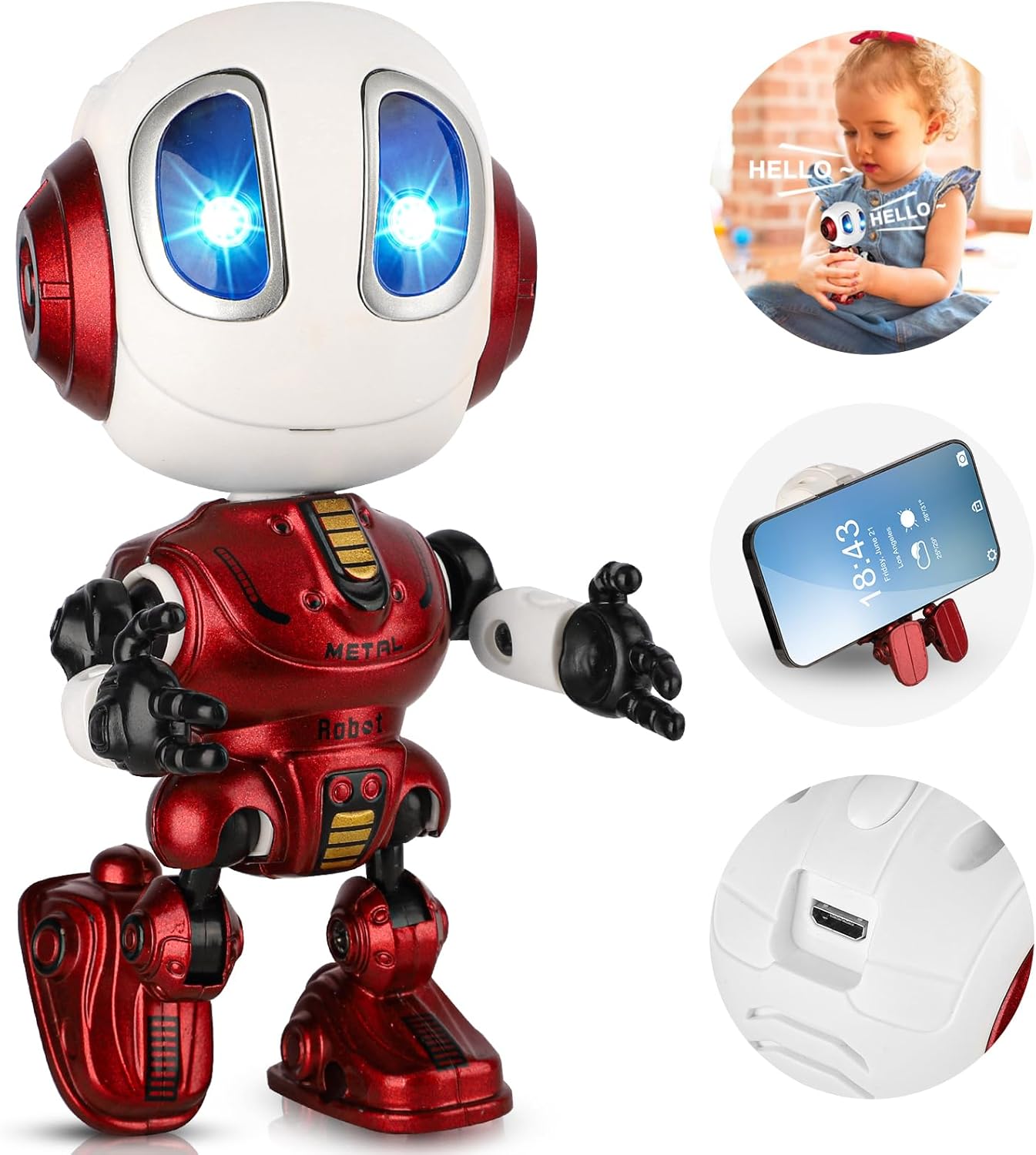 Polkoliye Robots Toy, Mini Robot Toys Repeats What You Say