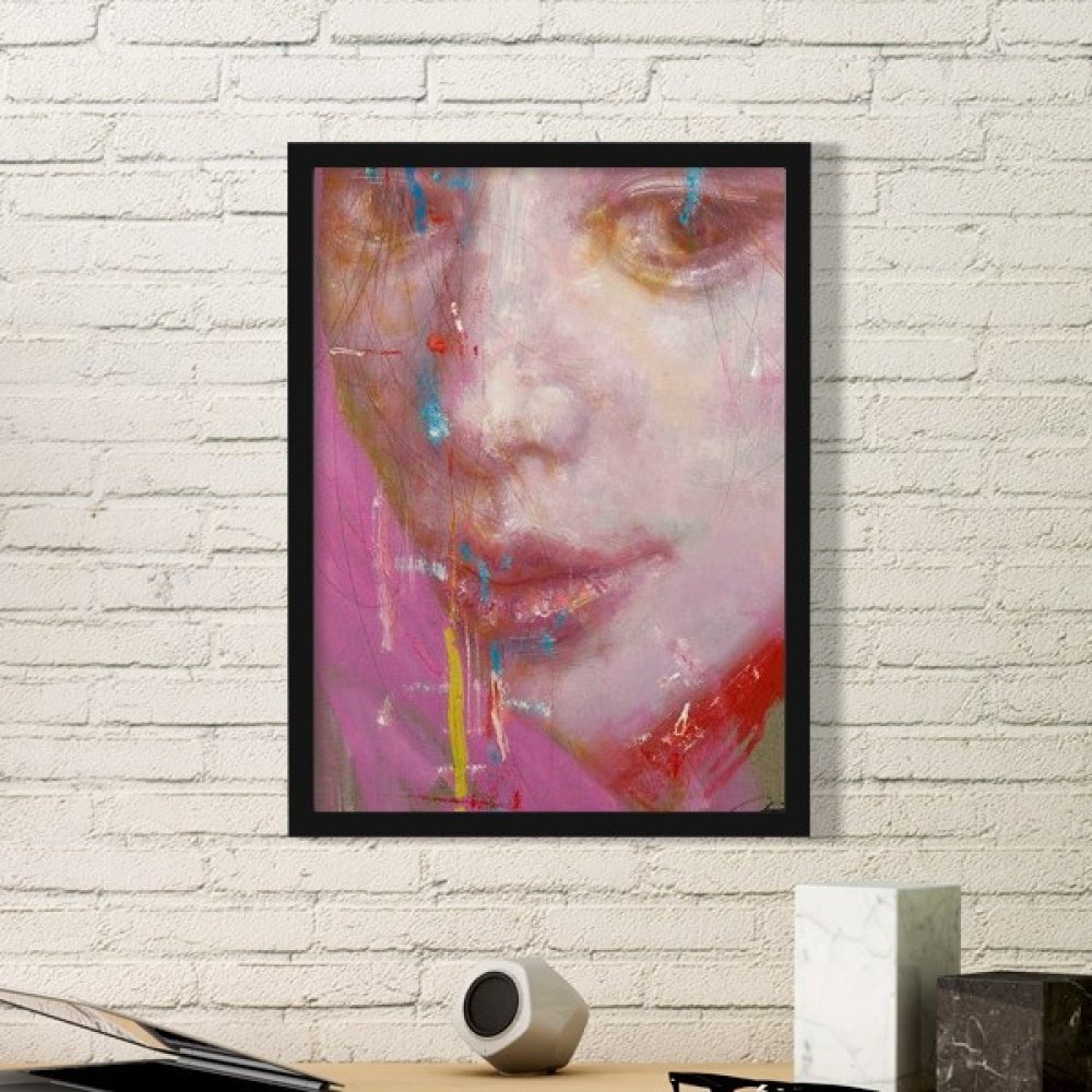 Peinture à l'huile Feise Xjj avec cadre photo rectangle en bois noir medium DIYthinker
