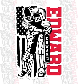 Custom Name and Number Cricket Player Sticker Personalized Passionate Fan Waterproof Vinyl Decal for Water Bottles Tumbler Laptop Hard Hat Car Kindle Gifts for Kids Girl Boy