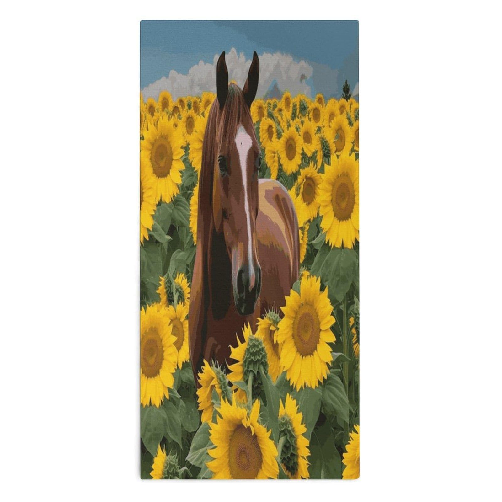 Btcowzrv Style Horse And Sunflower Bath Towel Beach Towels Shower Towel