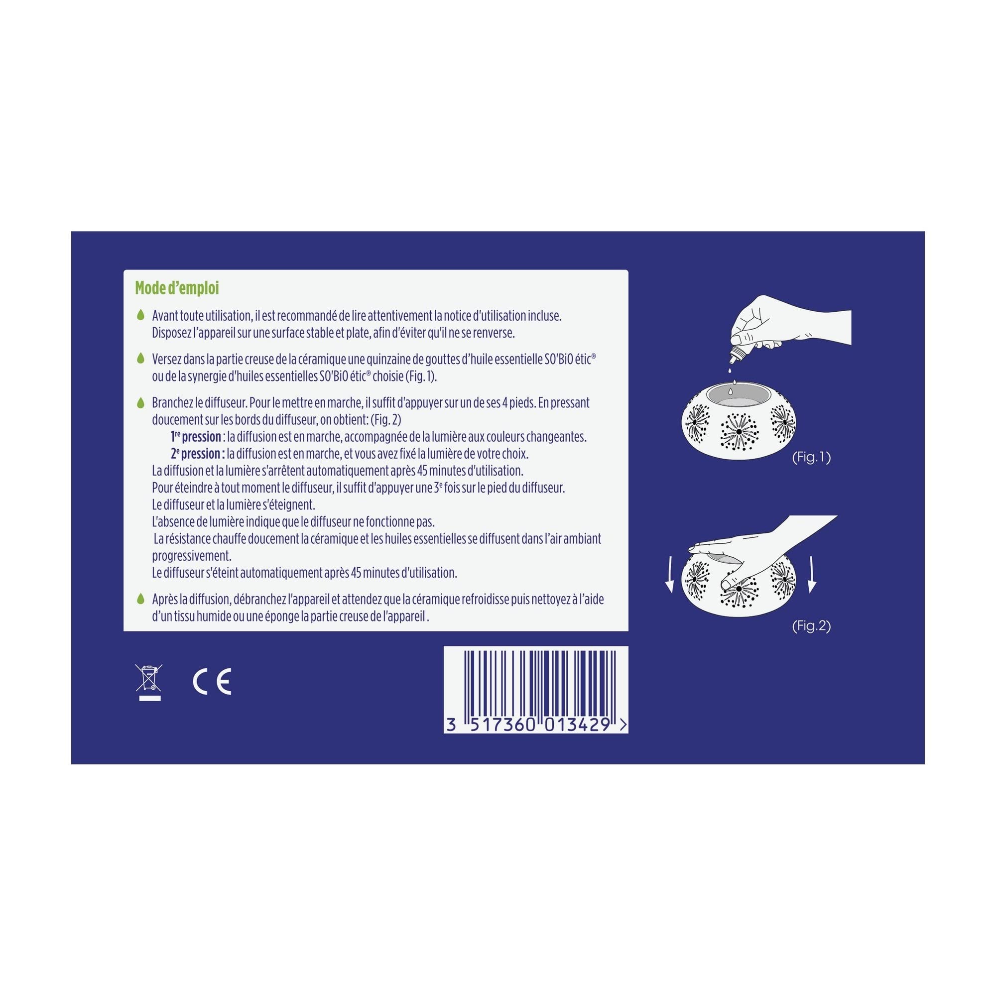 So'Bio étic - Ceramiczny dyfuzor olejków eterycznych - zmieniające się światło