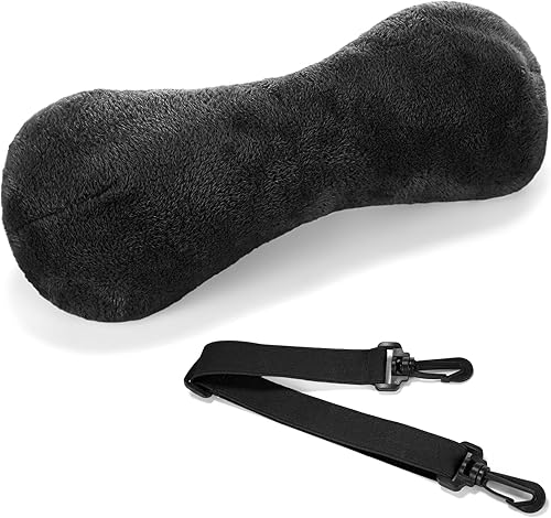 1 almohada de cuello para reposacabezas reclinable, almohada en forma de hueso, felpa con correa ajustable, soporte para el cuello y alivio del Negro