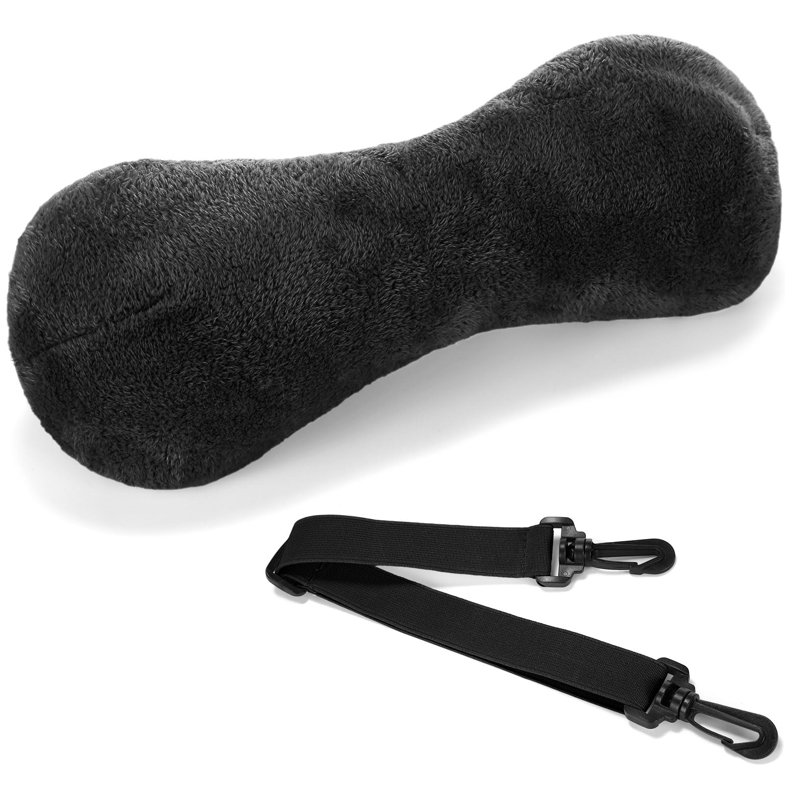 Colingmill 1 almohada cervical para sillón reclinable, almohada con forma de hueso, silla de felpa con correa ajustable, soporte para el cuello y alivio del dolor, cojín de cabeza curva para coche,