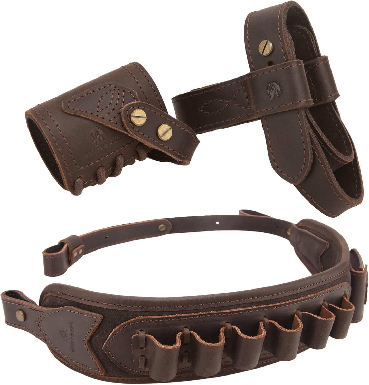 12GA No Drill Leather Rifle Sling with Stock Harness and Barrel Mount