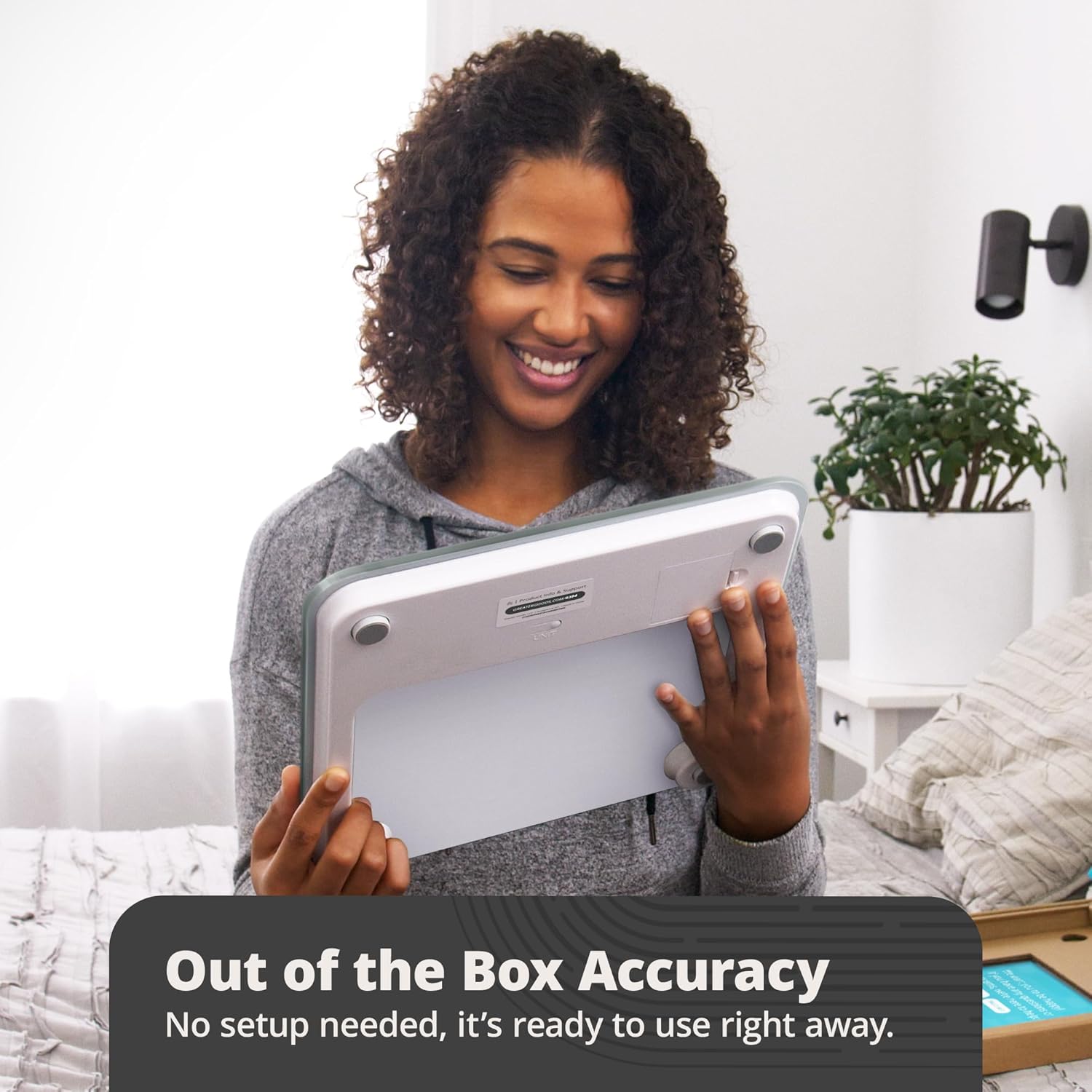 Greater Goods Bathroom Scale with Accucheck and Nutrition Facts Food Scale for Meal Prep. Designed in St. Louis. Gray