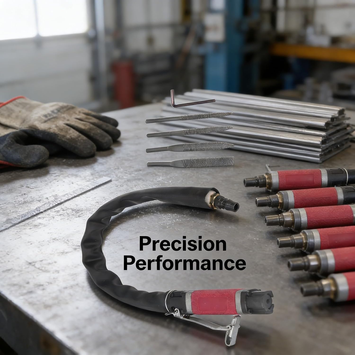 Pneumatic Reciprocating File, Air Body Saw File, 5mm Stroke 4000rpm, Alloy Steel, Rubber Wrapped - Smooth Operation, Safety Device, Ideal for Trimming and Deburring