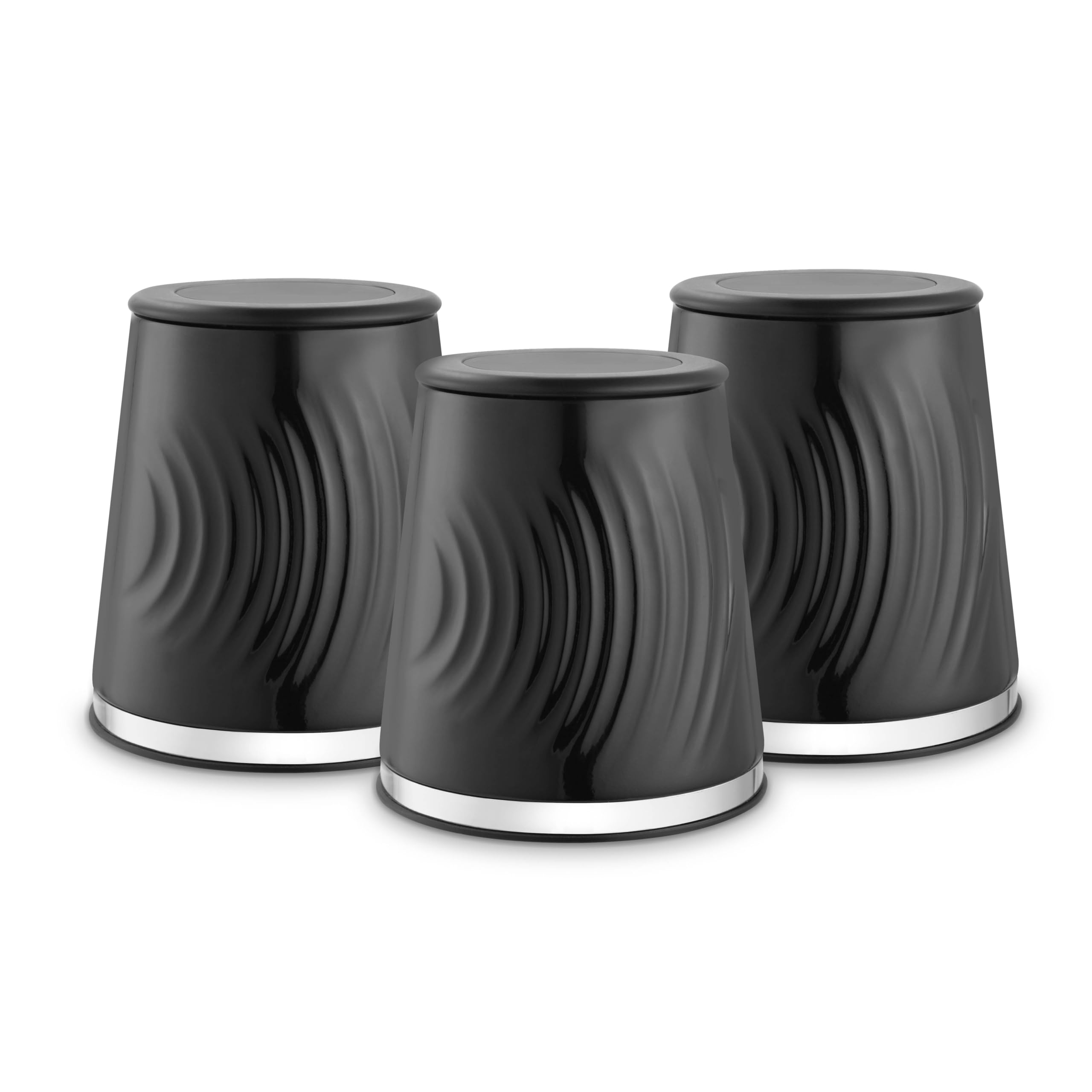 Tower Unisex Black Sonar Set Of 3 Canisters, 1.3L Capacity, T826220blk A