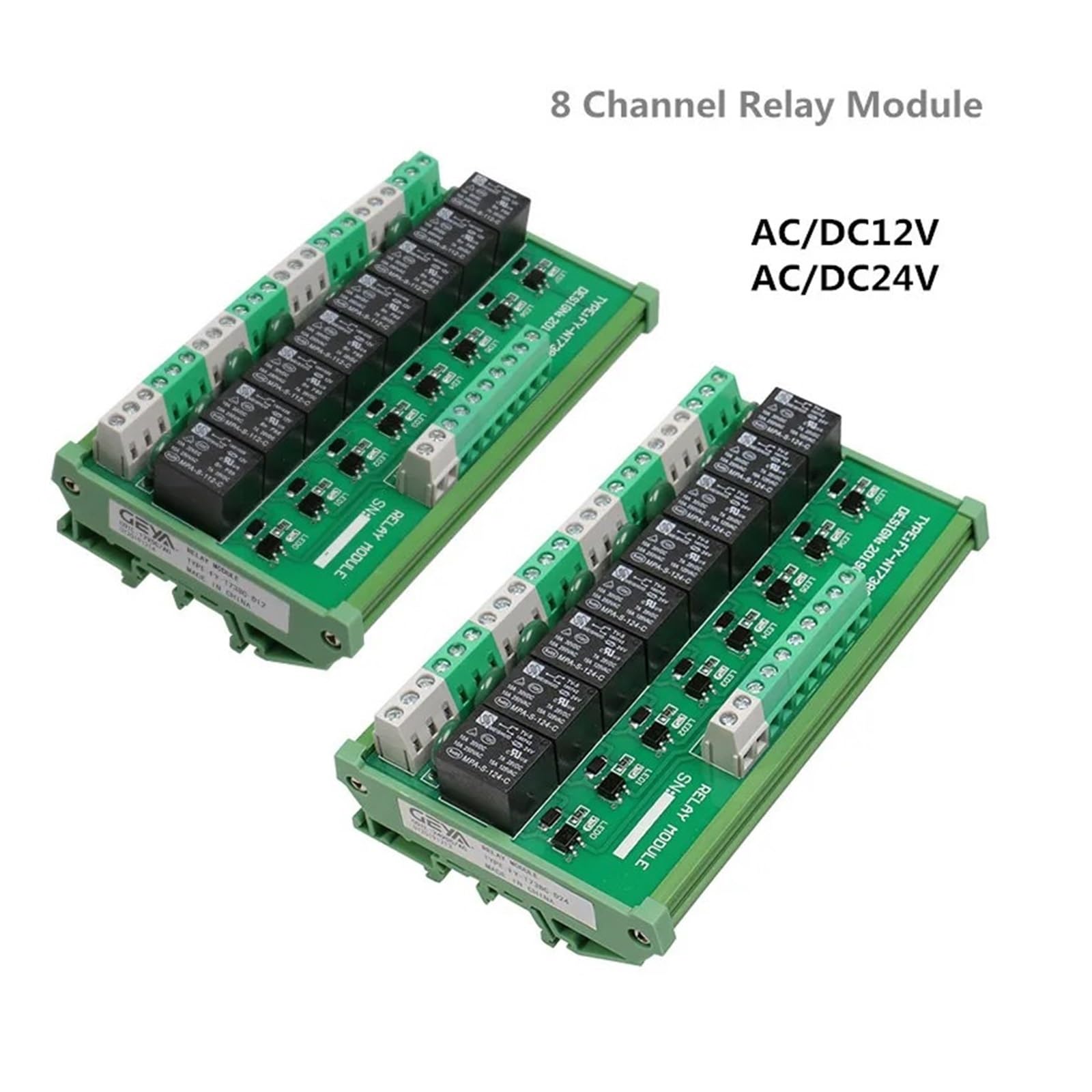 Przekaźnik montażowy na szynie DIN 8-kanałowy moduł przekaźnika interfejsu 12 V 24 V do automatyzacji płyty SPS-Platine 5 VDC (FY-T738-12VACDC)