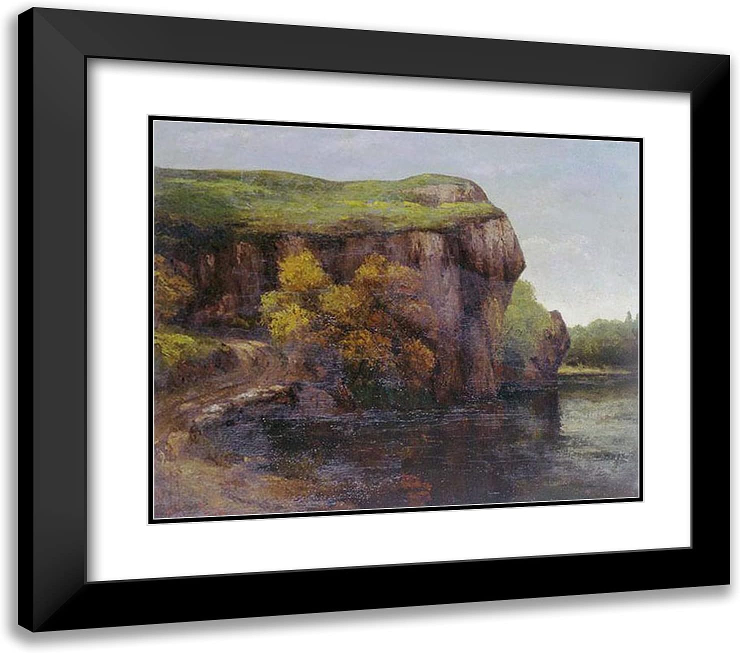 ArtDirect Courbet, Gustave 23x20 Black Ornate Framed Art Print with Double Matting Titled: The Cliff