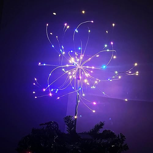 Vista 13 de JJGoo Luces solares de fuegos artificiales, paquete de 2 120 LED, 2 modos de iluminación, luces solares de jardín al aire libre, impermeables