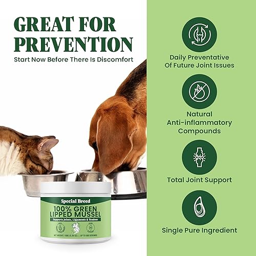 Miniatura 3 de Mejillones de labios verdes para perros y gatos  Suplemento para articulaciones premium en polvo para caderas, articulaciones y músculos (5.25
