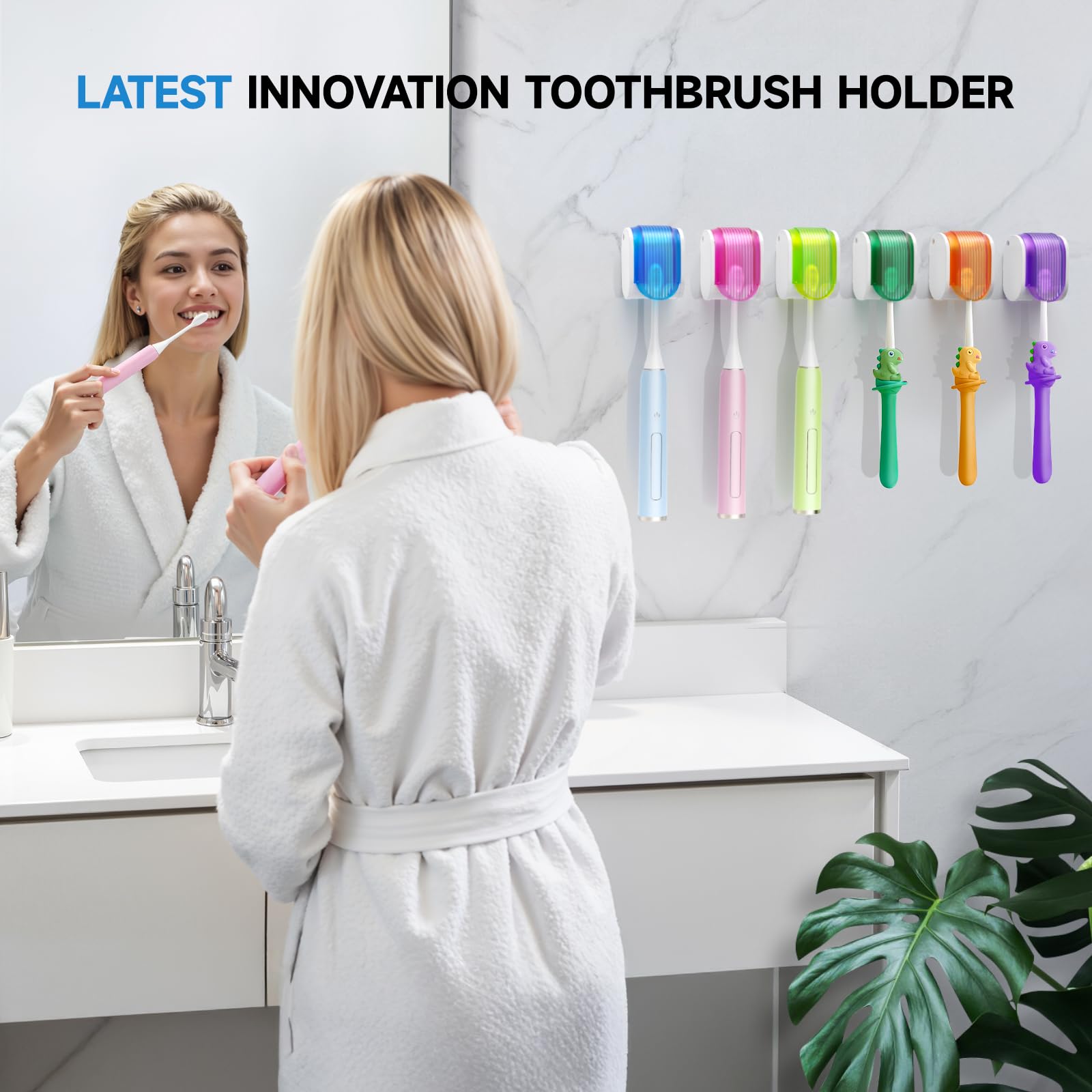 Soportes para cepillos de dientes para baños. Diseño mejorado de una sola ranura. Soporte para cepillo de dientes montado en la pared con funda, a prueba de humedad y polvo, organizador de