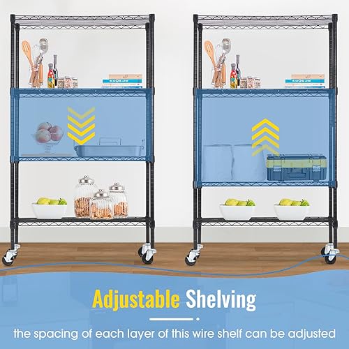 Miniatura 8 de PayLessHere Estantería ajustable de 4 niveles, estante de almacenamiento resistente, organizador de alambre (capacidad de carga de 350 libras por