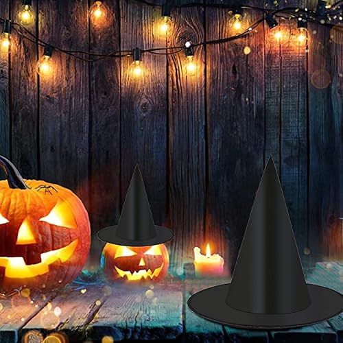 Miniatura 6 de Medoore Juego de 4 sombreros de escoba de bruja de Halloween, 2 escobas de bruja de Halloween y 2 sombreros de bruja de Halloween, accesorio de