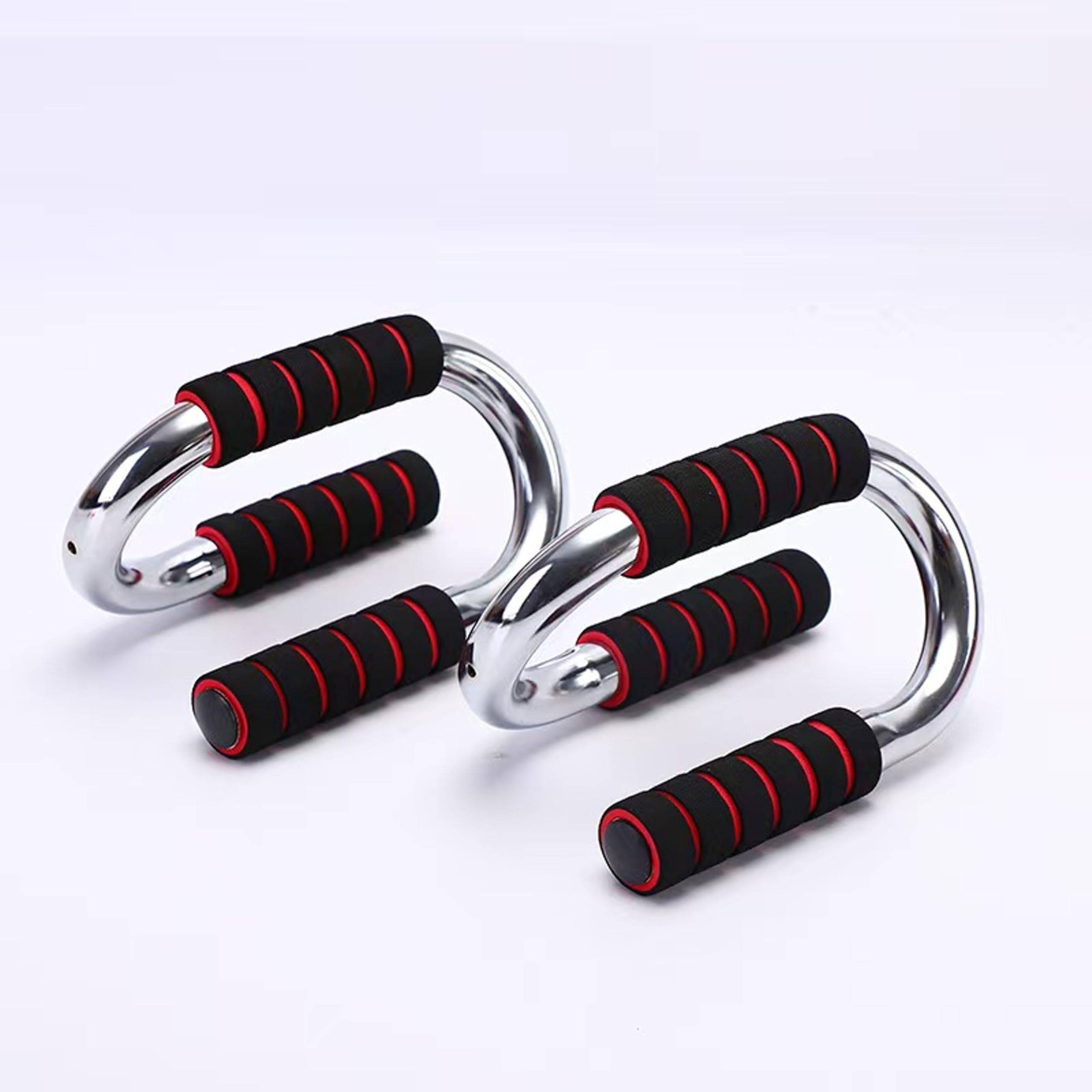 Push Up Bars Non-Slip Chrome Push-Up Stands with Foam Grip Handles for Home Gym, Upper Body Strength Training, Durable and Comfortable Push-Up Support