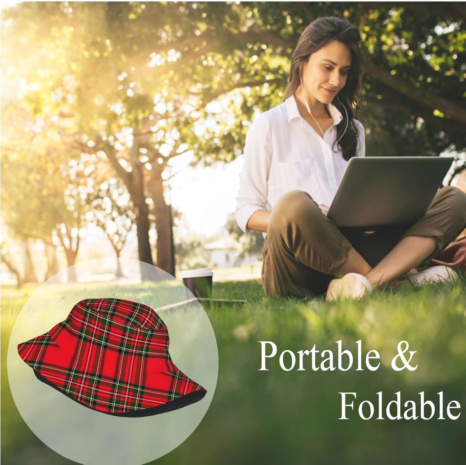 Vintage Plaid Bucket Hat for Men Women Unisex,Vintage Print Fisherman Cap Summer Travel Beach Sun Hats for Outdoor Headwear - Image 4