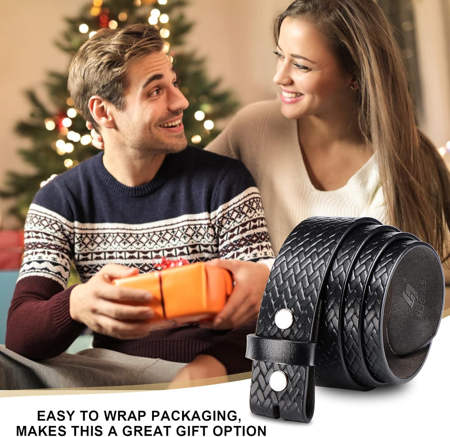 HJones Western Belts for Men without Buckle,Cowboy Belt Buckles for Men,1.5" Wide Genuine Leather Belt No Buckle - Image 7