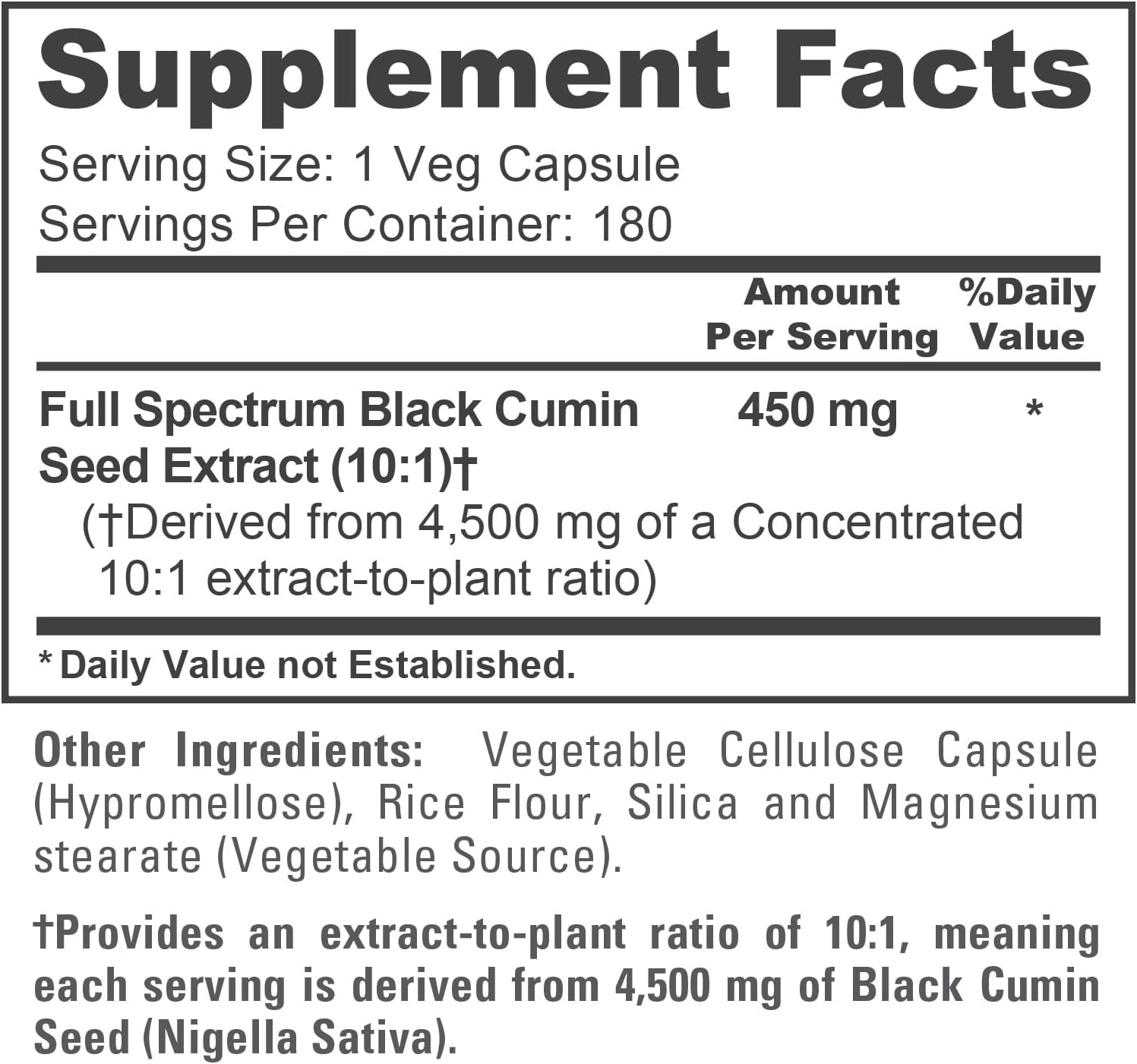 NusaPure Black Cumin Seed, 450 mg, 180 Veg Capsules (Non-GMO, Vegan)