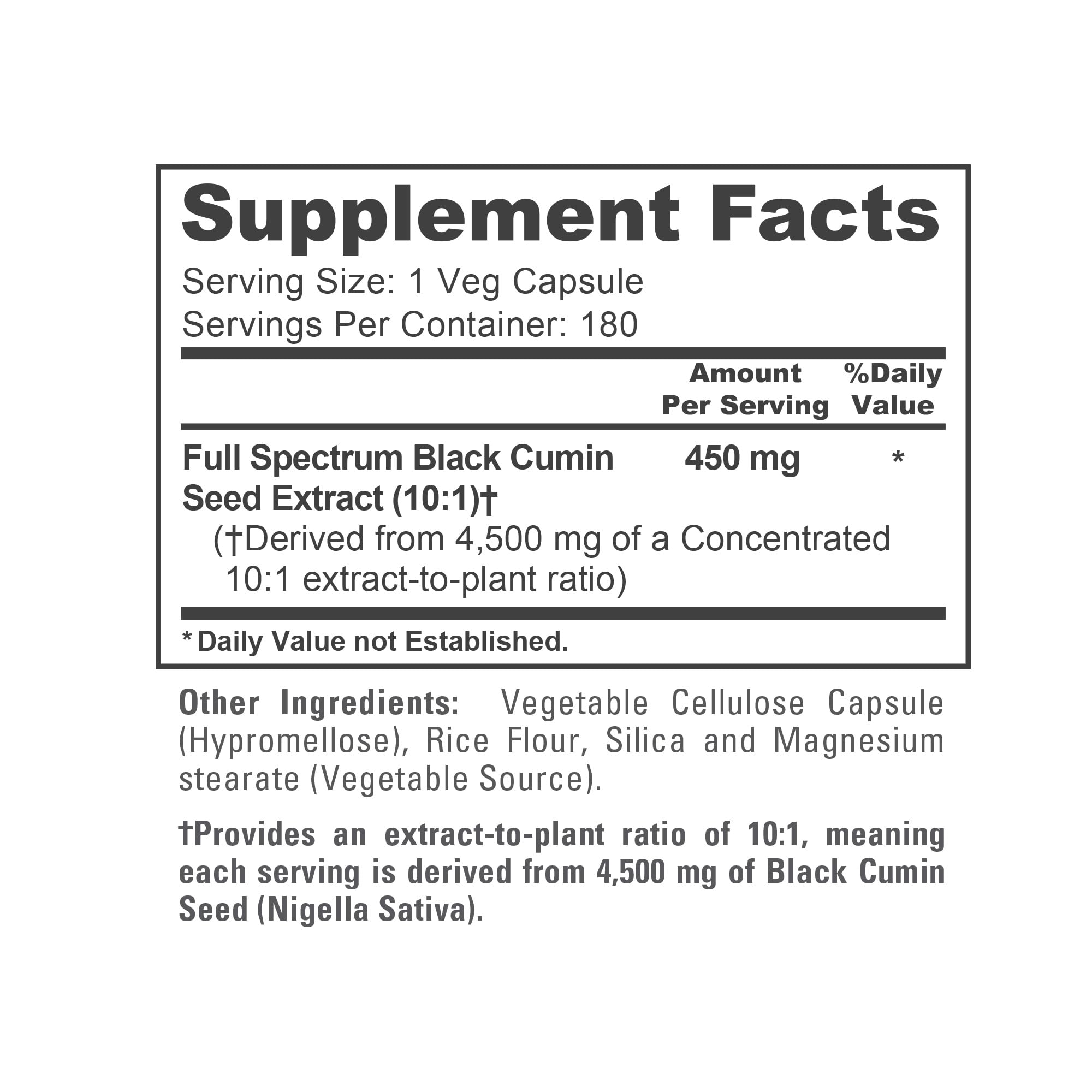 Black Cumin Seed, Vegan, 450mg, 180 Veg Capsules - 180 Servings — Amazon image 4