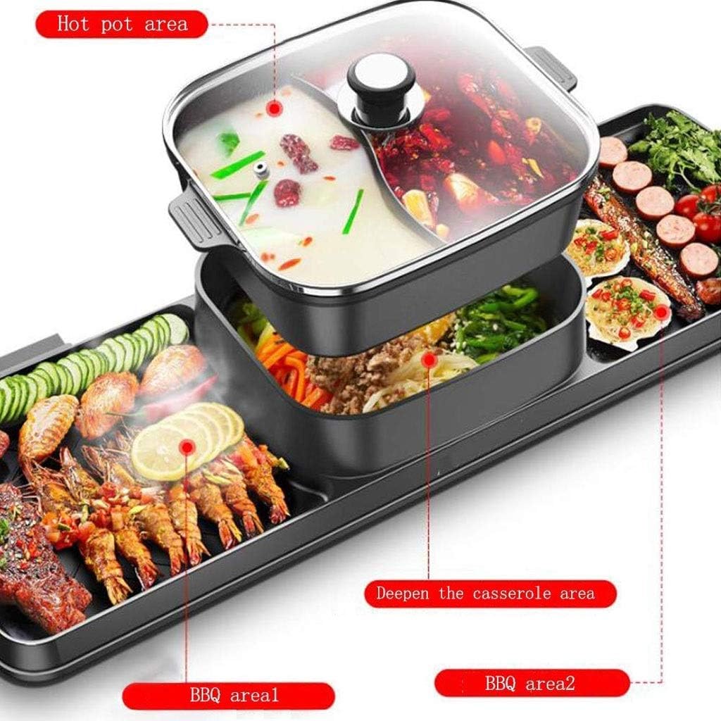 Hot Pot With BBQ, Grill and,Multi-Function Barbecue Electric Home Baking Tray