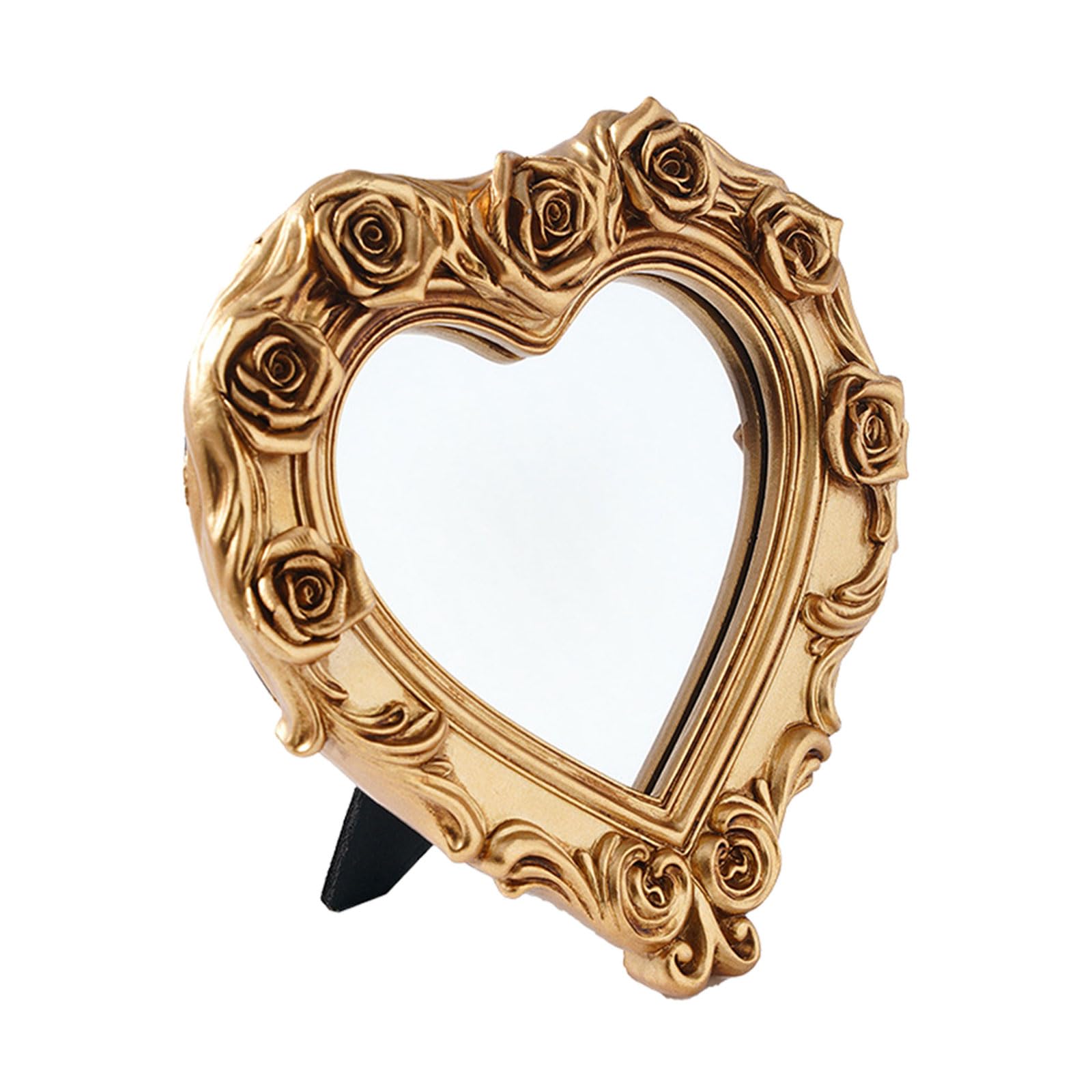 ADYJEE Compact Heart Shaped Dresser Accent with Freestanding Resin Frame, Decorative Vanity Glass for Small Bedroom Tables Decorative Dresser