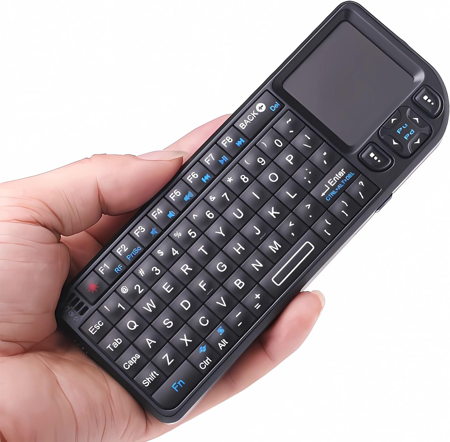 Lazmin112 Wireless Bluetooth Mini Keyboard,Universal Touchpad and Pointer Threeinone Multifunctional Easy to Operate Fingerboard Builtin Backlight 2.4G Mouth Touchpad