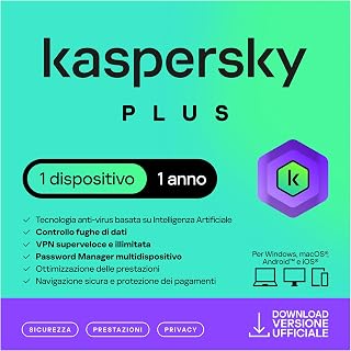 nextradeitalia Kaspersky Plus 2024 PC/Mac/Android/iOS -1 Anno- 1 Dispositivo