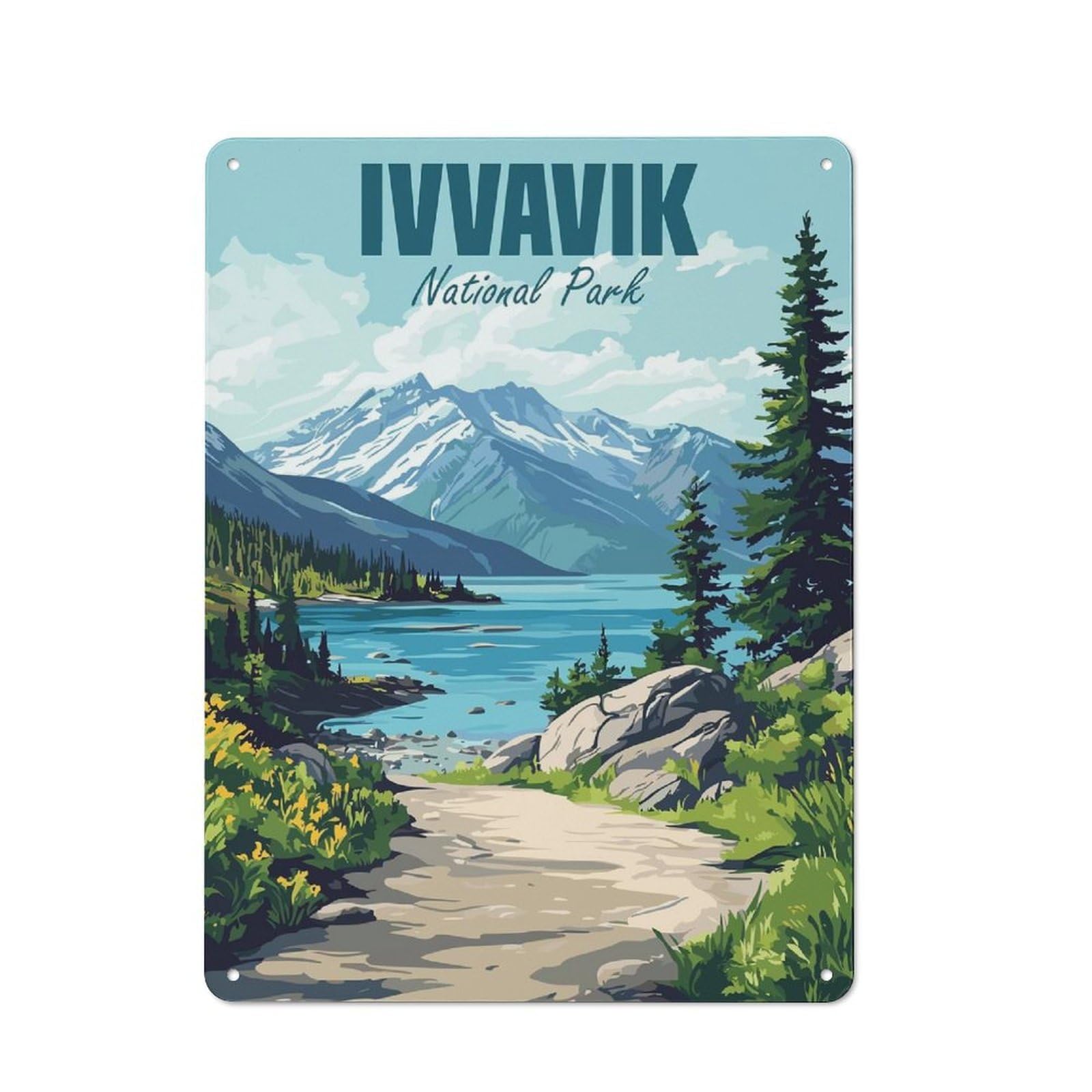Junmoney Style-23 Ivvavik National Park Canada Retro Tin Wall Plaque 40X30cm For Hobby Room Or Studio, For Garage, Workshop And Man Cave Decoration