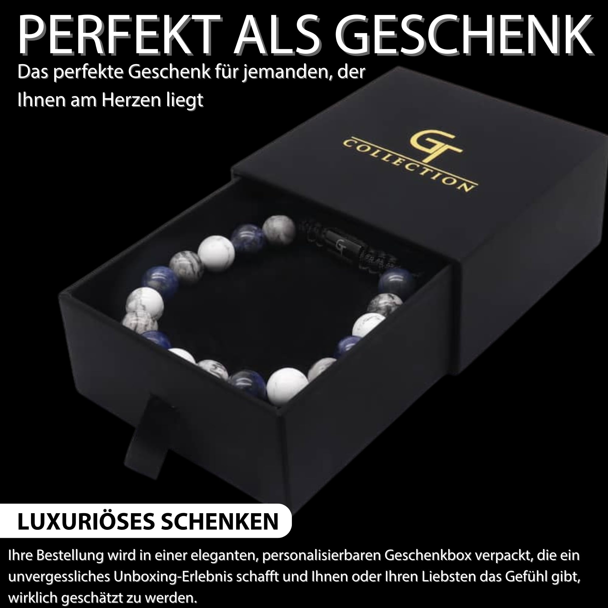 GT collection Perlenarmband für Herren | Geschenk für Männer | Einheitsgröße | Wird wegen seiner erdenden Wirkung verwendet | 100% natürlich | Verstellbares Armband für Männer mit Edelsteinen