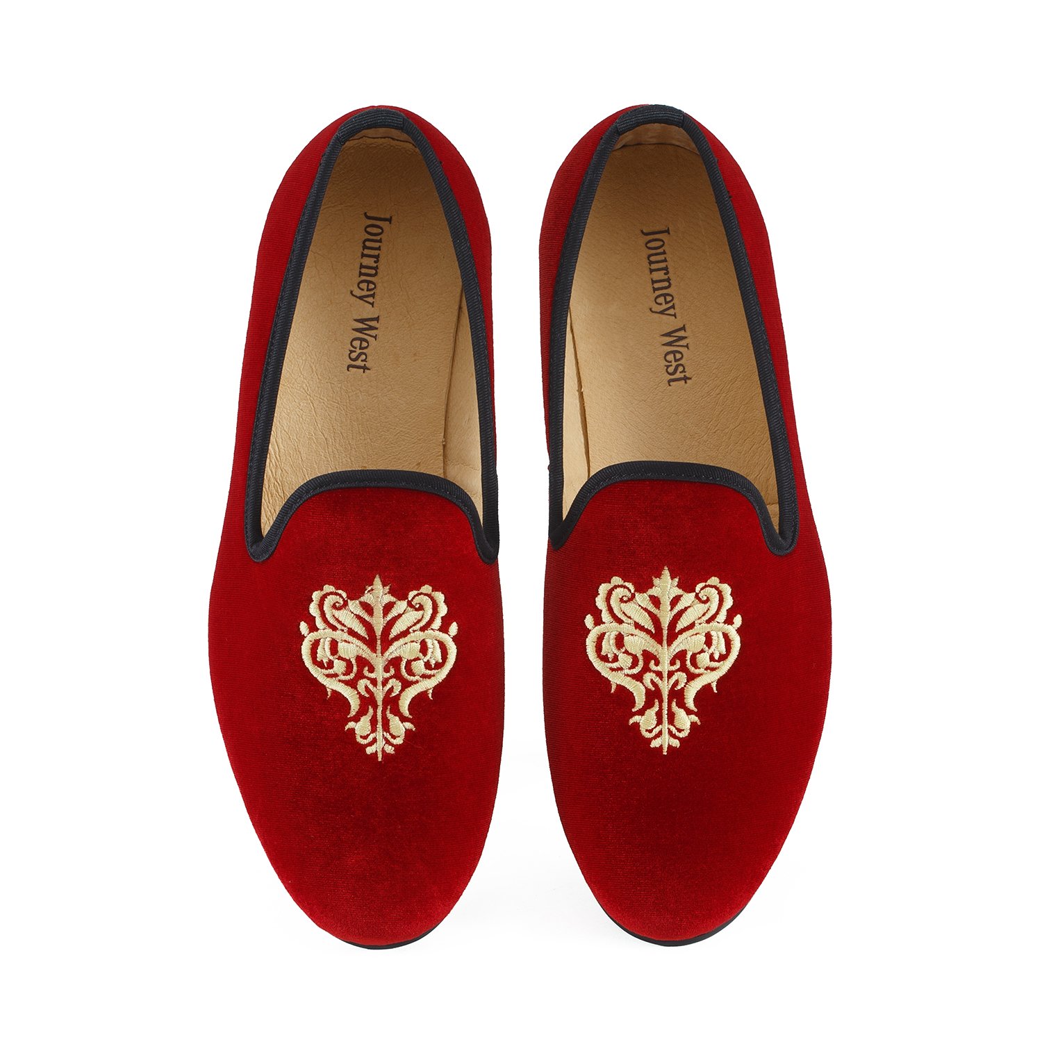 Men's Vintage Velvet Loafers with Embroidery Loafers Men Smoking Slippers  Men Black/Red/Blue