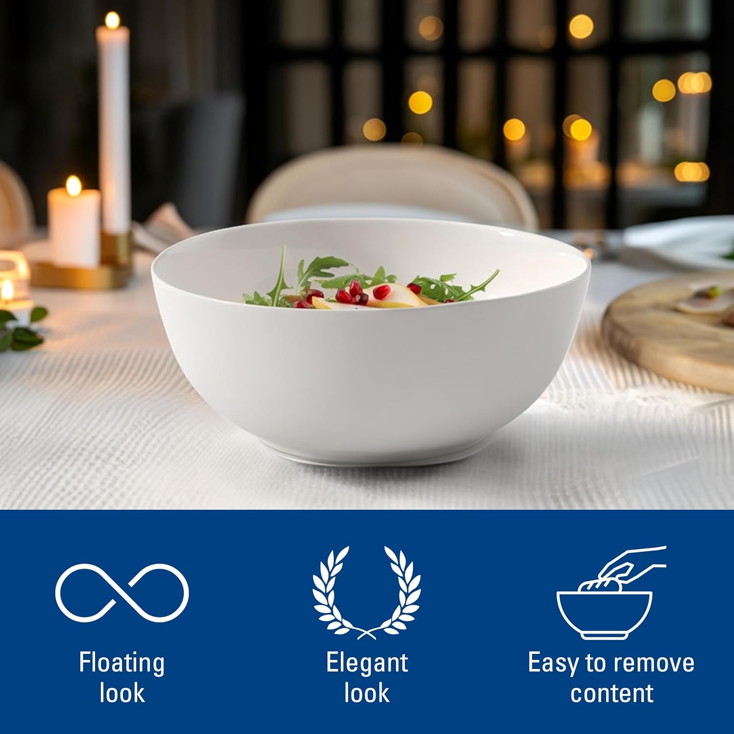 Villeroy & Boch For Me Round Vegetable Bowl, 9 in, Premium Porcelain, White