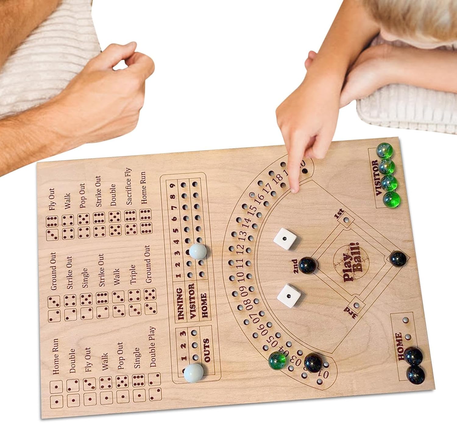 Baseball Dice Board Game Wooden Dice and Marble Board Board Games