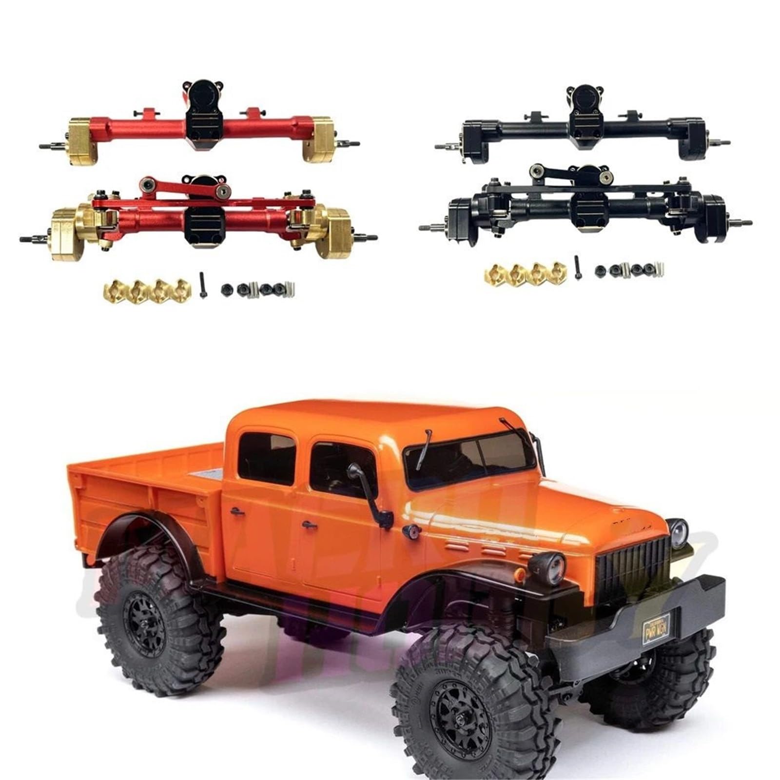 Oś przednia i tylna do 1/24 RC Track Axial SCX24 Gladiator Jlu Mustang C10 Bolt Części do modernizacji samochodu(Black)