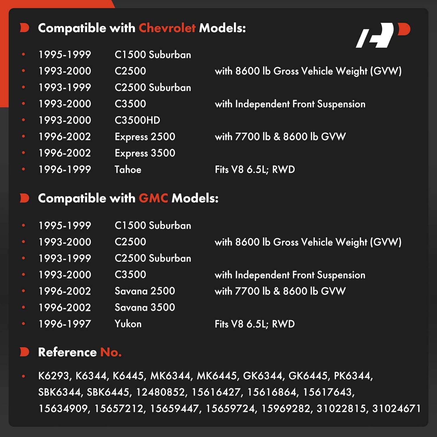 A-Premium Set of 4, Front Upper & Lower Ball Joint Kit, Compatible with Chevrolet Tahoe, Express 2500, Express 3500, C1500 Suburban, C2500, C2500 Suburban, C3500, C3500HD & GMC Yukon, Savana 2500 3500